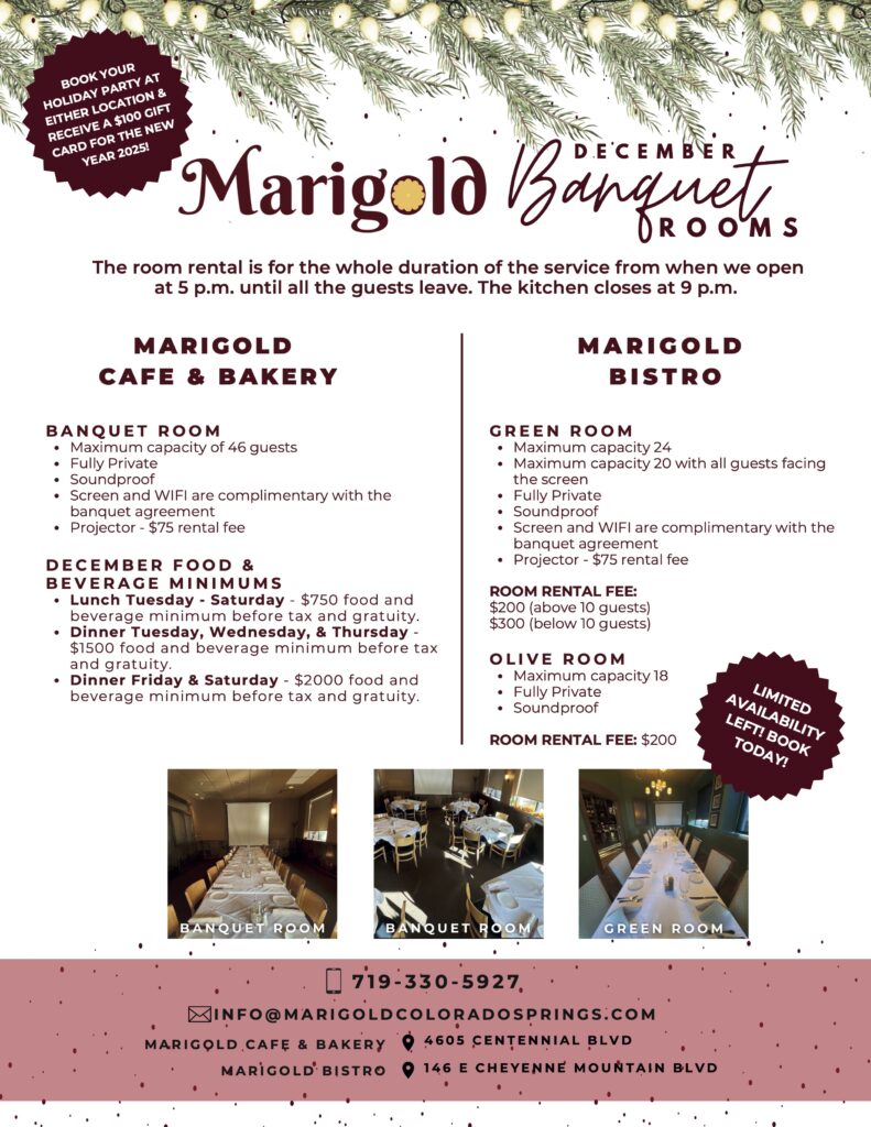 Marigold Banquet Room Flyer